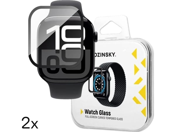 Wozinsky herdet glass Full Glue til Apple Watch Series 10 46 mm med svart ramme (2 stk.)
