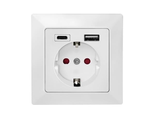 Pistorasia, 1x CEE 7/3, 1x USB-A, 1x USB-C