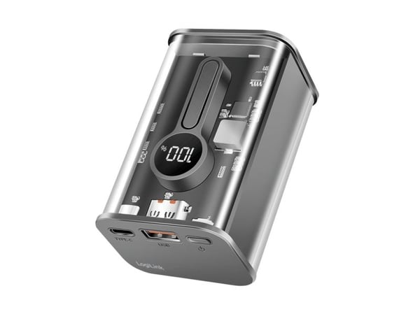 Logilink - strømbank - med skjerm - 10000 mAh - 20 watt - 3 A - PD 3.0, Quick Charge 3.0 - 2 utgangstilkoblingspunkter (USB-C (PD), 4 pins USB Type...