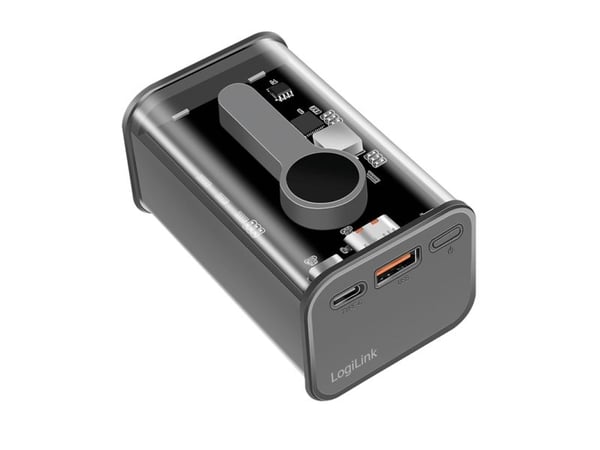 Logilink - strømbank - med skjerm - 10000 mAh - 20 watt - 3 A - PD 3.0, Quick Charge 3.0 - 2 utgangstilkoblingspunkter (USB-C (PD), 4 pins USB Type...