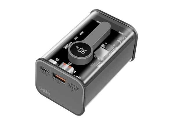 Logilink - strømbank - med skjerm - 10000 mAh - 20 watt - 3 A - PD 3.0, Quick Charge 3.0 - 2 utgangstilkoblingspunkter (USB-C (PD), 4 pins USB Type...