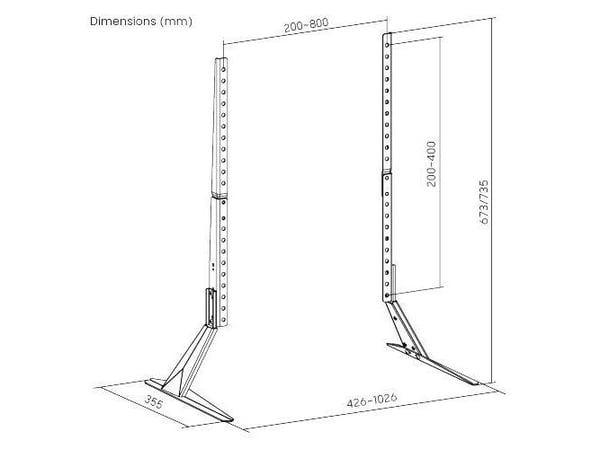 VivoLink - Stativ - for monitor / flatpanel - stål - svart - skjermstørrelse: 23"-75" - monteringsgrensesnitt: 800 x 400 mm - skrivebord