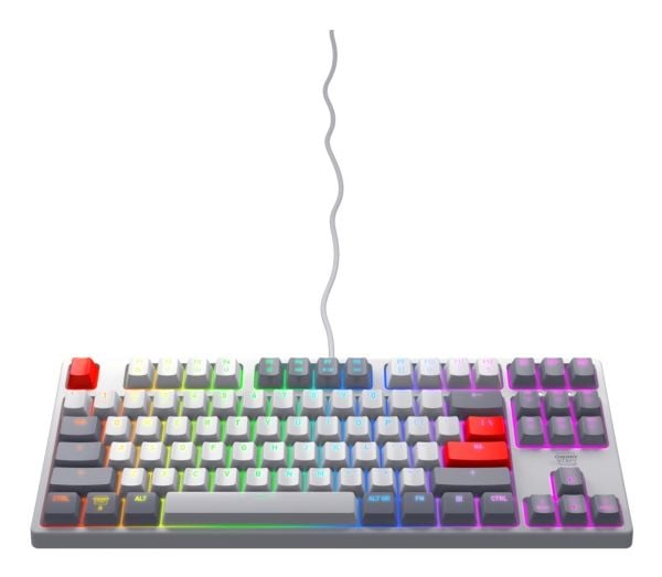 CHERRY K4V2 TKL, Langallinen, USB, Mekaaninen, QWERTY, RGB LED, Harmaa, Vaaleanharmaa, Punainen