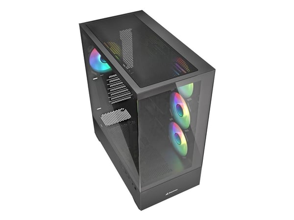 Sharkoon AK6 RGB, PC, Sort, ATX, Micro ATX, Mini-ATX, Herdet glass, Multi, Tilbake, Side