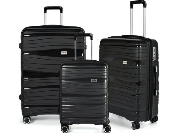 Stickn Resväska set RW Travel Alfrida svart 20"/24"/28" PP-plast med TSA-lås