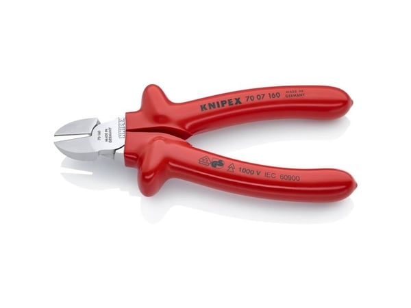 Knipex 70 07 160, Diagonal tang, Kromvanadiumstål, Plast, Rød, 160 mm, 227 g