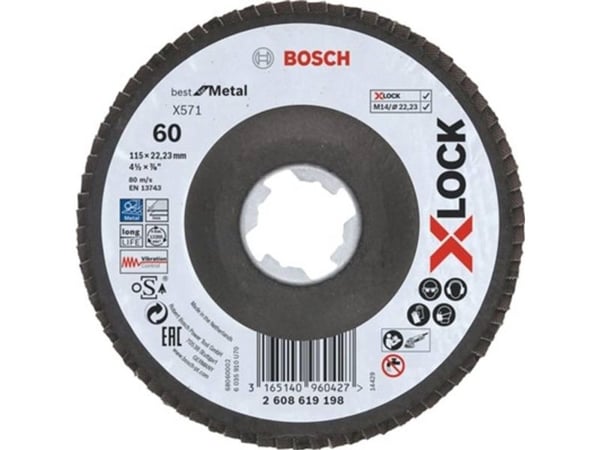 Bosch Best for Metal X571 - Klaffplate - for metall - 115 mm - X-LOCK - grovkorn: 60