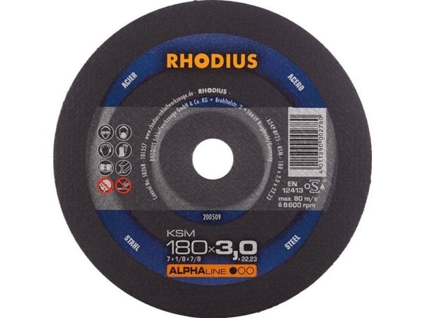 Rhodius KSMFT 200509 kappeskive rett 180 mm 22,23 mm 1 stk