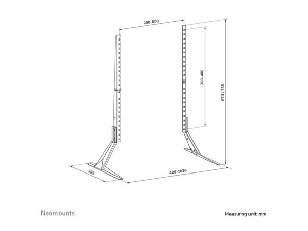Neomounts DS45-430BL19, 58,4 cm (23"), 190,5 cm (75"), 200 x 200 mm, 800 x 400 mm, Terästä, musta