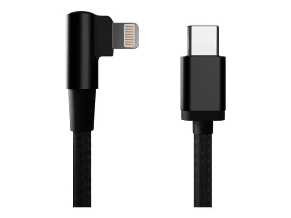 Gembird GEMBIRD USB-kabel USB-C-kabel - til 8 pins, vinklet, tekstilflettet, 0,2 m, svart