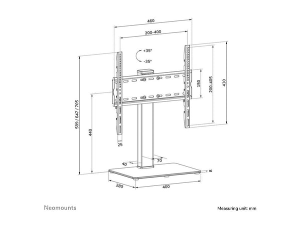 Neomounts DS45-430BL14 - Stativ - for TV - stål - svart - skjermstørrelse: 32"-55" - skrivebordsstativ
