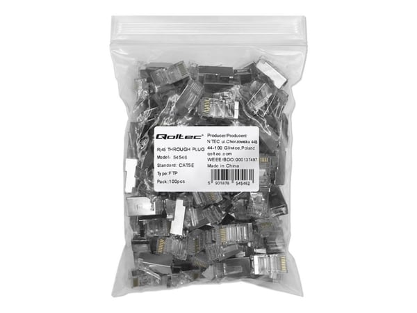 Qoltec - Nettverkkontakt - RJ-45 (hann) - FTP - CAT 5e - sølv (en pakke 100)