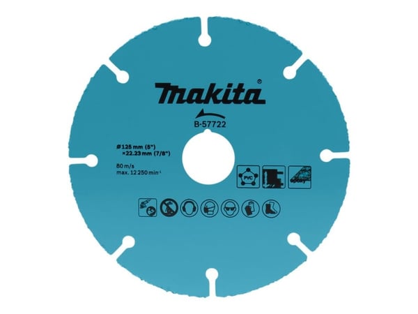Makita - Skjæreplate - for polyvinylklorid (PVC), gipsplate, glass fiber reinforced plastic, fiber cement boards - 125 mm