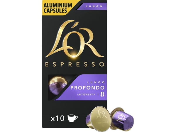L''Or Espresso Lungo Profondo, Kaffe kapsyl, Lungo, Nespresso, 10 kopper, 52 g, Boks