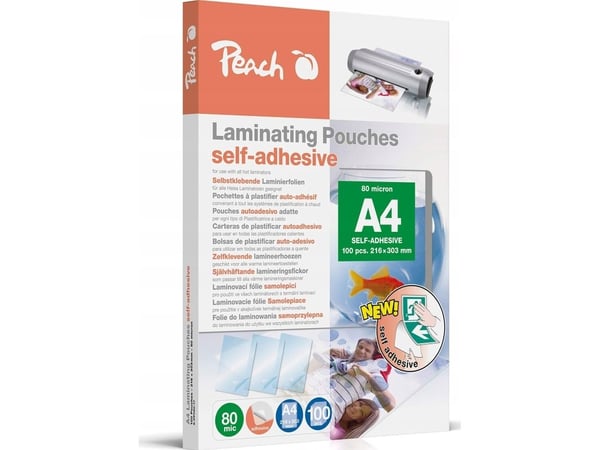 Peach lamineringsposer A4 80 mic selvklebende 100PK