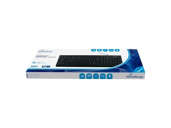 MediaRange MROS101-FR, Full størrelse (100 og), Koblet med ledninger (ikke trådløs), USB, Mekanisk nøkkelbryter, AZERTY, Sort