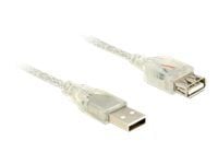 DeLOCK 5m, 2xUSB2.0-A, 5 m, USB A, USB A, USB 2.0, Uros/naaras, Läpinäkyvä DeLOCK 5m, 2xUSB2.0-A, 5 m, USB A, USB A, USB 2.0, Uros/naaras, Läpinäkyvä