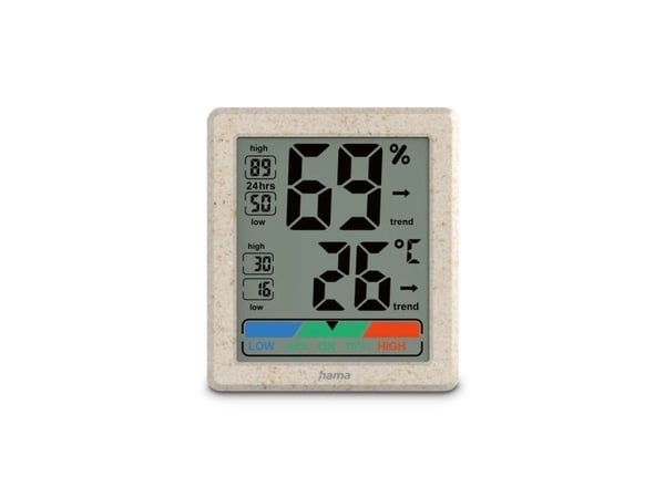 Hama Ponza, Innendørs, Temperatur- og fuktighetssensor, Frittstående, -10 - 50 °C, 20 - 95%, Plast, Hvete