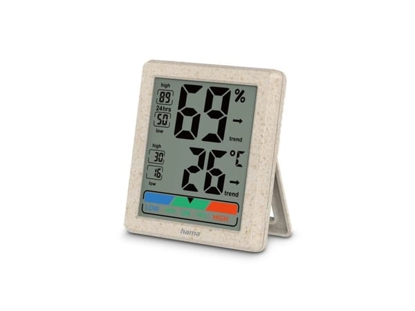 Hama Ponza, Innendørs, Temperatur- og fuktighetssensor, Frittstående, -10 - 50 °C, 20 - 95%, Plast, Hvete