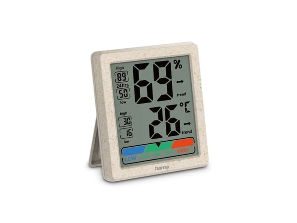 Hama Ponza, Innendørs, Temperatur- og fuktighetssensor, Frittstående, -10 - 50 °C, 20 - 95%, Plast, Hvete
