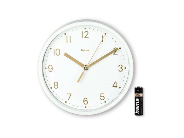 Hama 00185869, Bord, Analoge klokker, Rund, Hvit, Plast, Glass