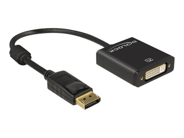 Delock - DisplayPort-adapter - DisplayPort (hann) til DVI-I (hunn) - 20 cm - aktiv - svart