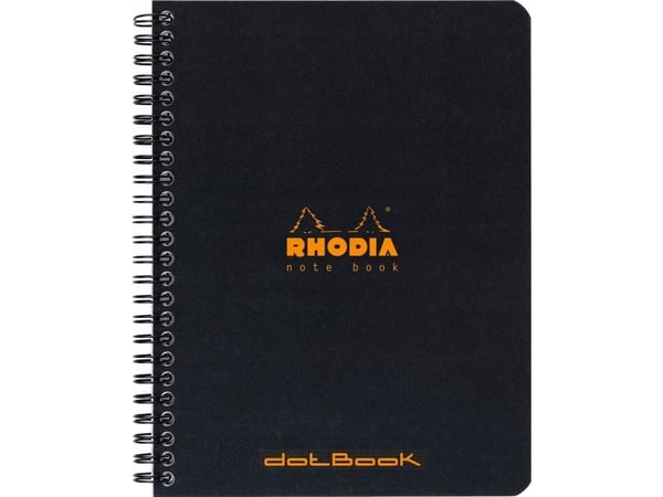 Rhodia asuntovihko - spiraalisidottu A5-pisteellinen paperi - musta kansi - 80 grammaa - 160 sivua/80 arkkia (Rhodia no. 193439C)