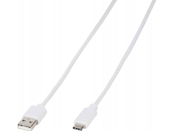 Vivanco 39452, Valkoinen, USB A, USB C, 1 m, Uros, Uros