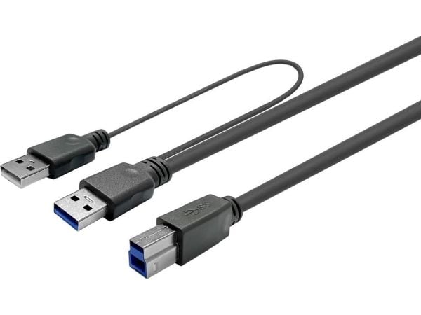 USB-kabel VivoLink 2x USB-A till USB-B 7 m svart (USB 3.0 aktiv kabel)