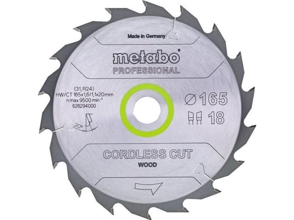 Metabo 628294000, 16,5 cm, 2 cm, 1,1 mm, 1,6 mm, 20°, 1 kpl