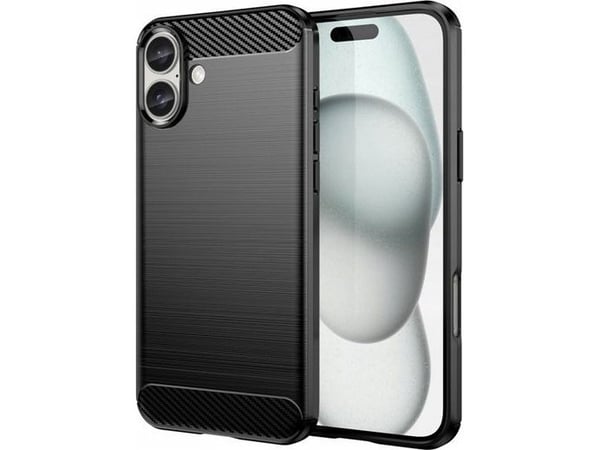 Carbon Case til iPhone 16 Plus silikondeksel - sort