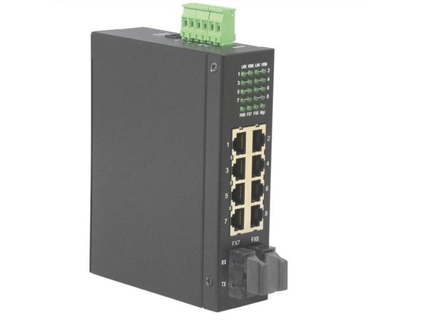 ROLINE Industrial Switch, 6x RJ-45, 2x SC, unmanaged, Full tosidig