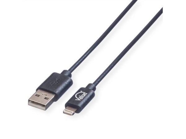 Value 11.99.8326, 0,15 m, Lightning, USB A, Musta, Suora, Suora