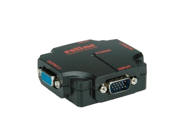 ROLINE VGA Video Splitter, 450 MHz, 2-way, VGA, 2x VGA, 1920 x 1080 pixlar, Svart, Plast, 450 MHz
