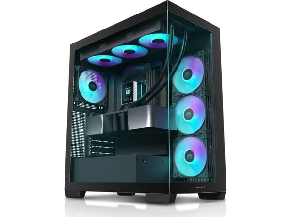 DeepCool CG580 - - sidepanel med vindu (herdet glass) - ingen strømforsyning - svart - USB/lyd