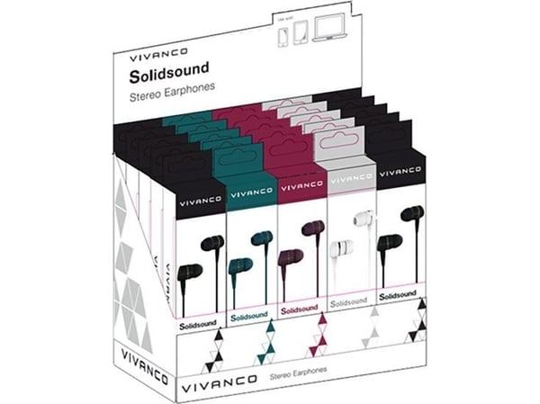 Vivanco Solidsound, Koblet med ledninger (ikke trådløs), 20 - 20000 Hz, Samtaler/musikk, Hodetelefoner, Svart, Grønn, Lilla, Hvit