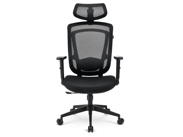 Sharkoon OfficePal C10, polstret sete, ryggstøtte med netting, svart, svart, stoff, skum, maske