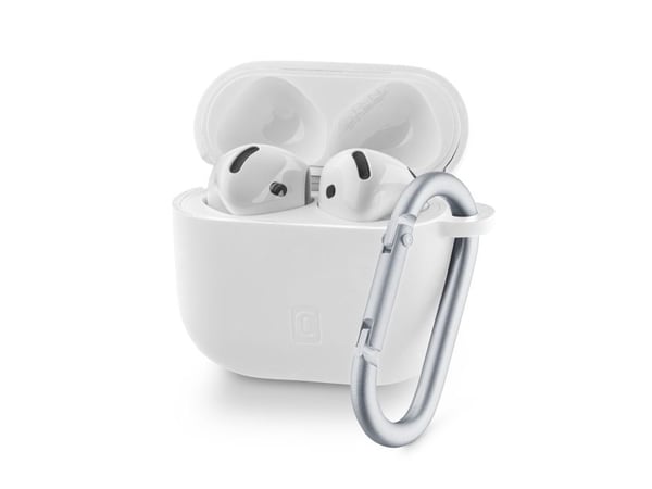 Cellularline 8018080489662, Overtrekk, Hvit, Apple, AirPods 4, AirPods 4 ANC, Silikon, Skittbestandig, Fallbestandig, Ripebestandig