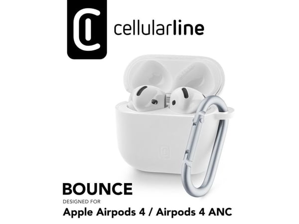 Cellularline 8018080489662, Overtrekk, Hvit, Apple, AirPods 4, AirPods 4 ANC, Silikon, Skittbestandig, Fallbestandig, Ripebestandig