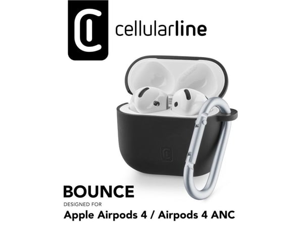 Cellularline 8018080489624, Overtrekk, Svart, Apple, AirPods 4, AirPods 4 ANC, Silikon, Skittbestandig, Fallbestandig, Ripebestandig