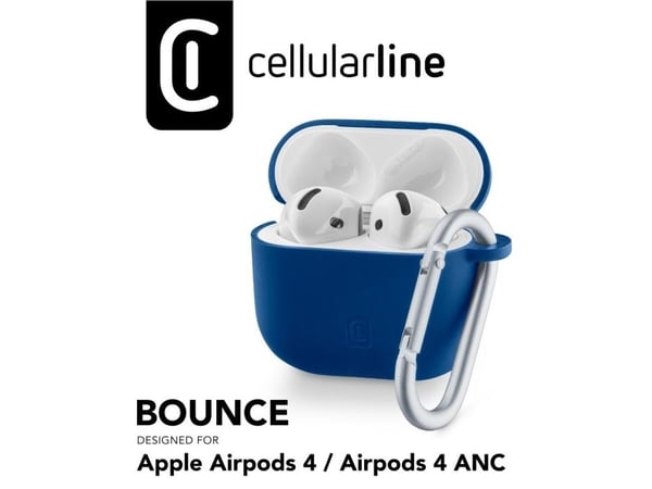 Cellularline 8018080489655, Overtrekk, Blå, Apple, AirPods 4, AirPods 4 ANC, Silikon, Skittbestandig, Fallbestandig, Ripebestandig