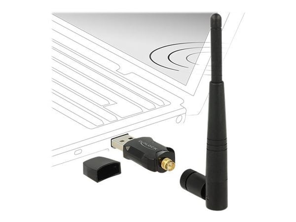Delock USB 2.0 Dual Band WLAN ac/a/b/g/n Stick - Nettverksadapter - USB 2.0 - Wi-Fi 5 - svart