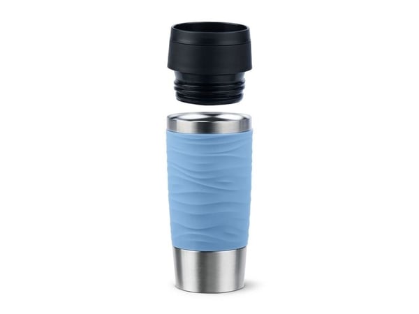 emsa Eristetty muki TRAVEL MUG Wave, 0,36 L., pastellinsininen korkealaatuinen, tyhjiöeristetty ruostumaton teräsrunko, huuhteltavissa - 1 kpl (N20...