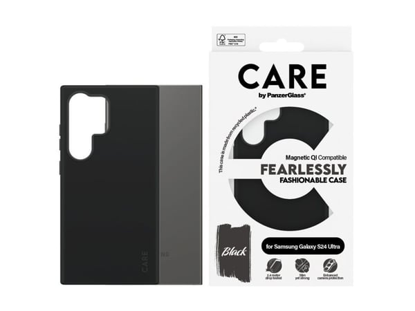 CARE by PanzerGlass - Baksidesskydd för mobiltelefon - polykarbonat, gummihölje, mikrofiber, silikon - svart - för Samsung Galaxy S24 Ultra