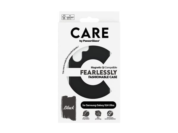 CARE by PanzerGlass - Baksidesskydd för mobiltelefon - polykarbonat, gummihölje, mikrofiber, silikon - svart - för Samsung Galaxy S24 Ultra