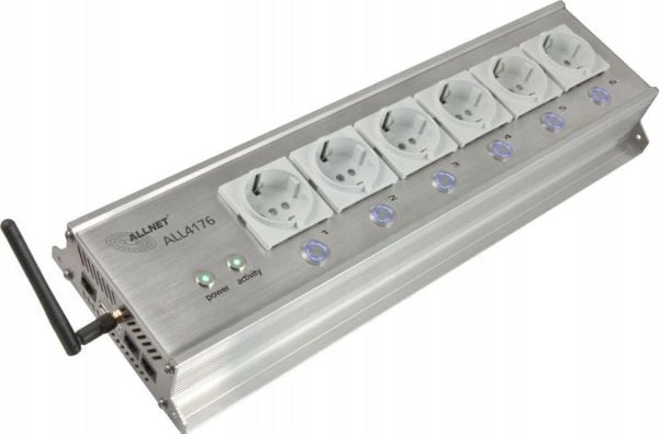 ALLNET MSR IO -keskuskytkentäpistorasia 6-kertainen sis. mittauslaitteen pöytä- ja 19" asennukseen "ALL4176" IP-rakennusautomaatiolle ALL4176v3 (AL...