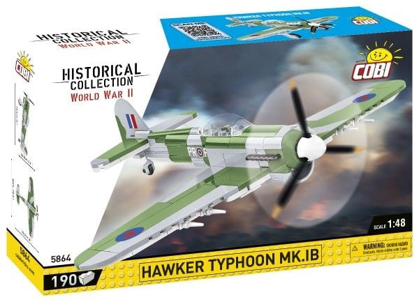 Cobi COBI 5864 Historiallinen kokoelma Toisen maailmansodan aikainen brittiläinen hävittäjä-pommikone Hawker Typhoon Mk.1B 190 tiiliskiviä