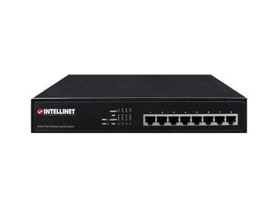 Intellinet 8-Port Gigabit Ethernet PoE+ Switch, 8 x PoE ports, IEEE 802.3at/af Power-over-Ethernet (PoE+/PoE), Endspan, Desktop, Box - Switch - 4 x...