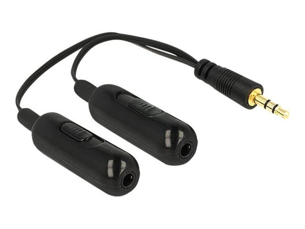 Delock - Äänenjakaja - stereo mini-jack naaras stereo mini-jack uros - 19 cm - musta