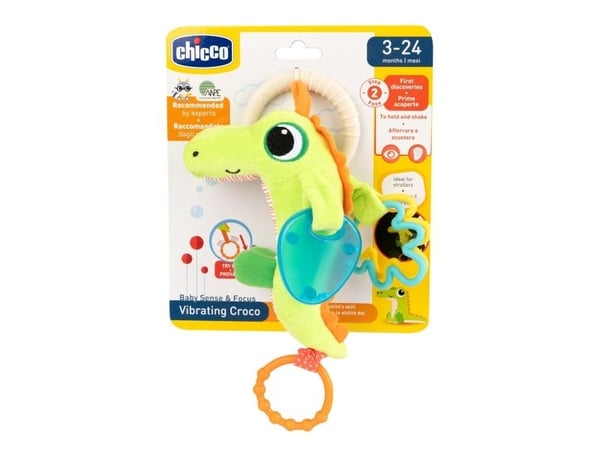 Chicco Crocodile Rattle, Pojke/flicka, Integrerade bitföremål, Låter, Tyg, Multifärg, 1 styck